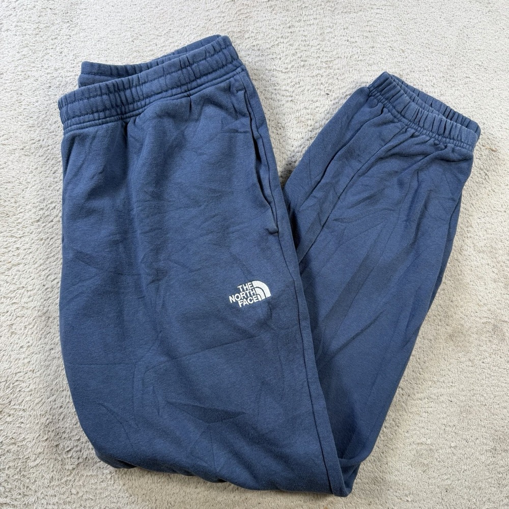 The North Face Sweatpants Mens Large Blue Fleece Drawstring Pocket Joggers Gym